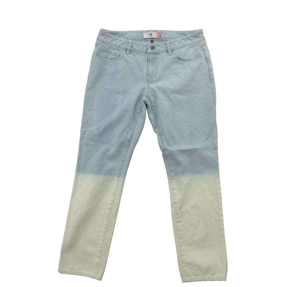 Cabi Jeans Pants Womens 8 Blue White Ombre Slim Boyfriend Semi Crop Denim